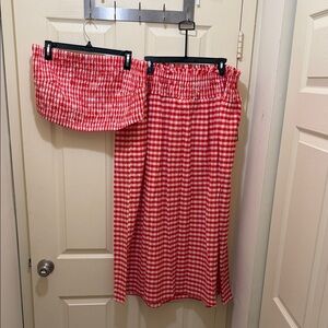 Red Gingham Maxi Skirt - Women